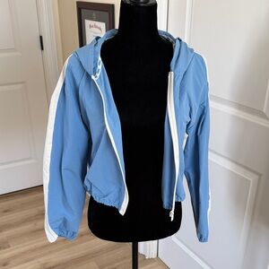 Prince Light Blue Hooded Bomber Jacket with White Stripe